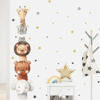 Cute Bear Zebra Giraffe Height Measurement Chart Wall Sticker Removable Peel & Stick Wall Decal For Children's Room Creative DIY Home Decor