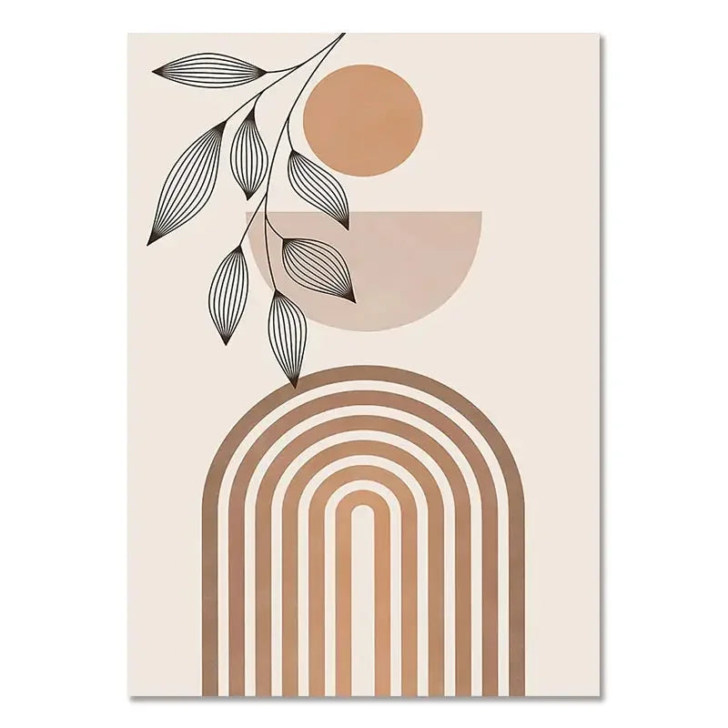 Light Beige Botanical Geometric Abstract Wall Art Fine Art Canvas Prints Gallery Wall Pictures For Living Room Dining Room Bedroom Art Decor 2025