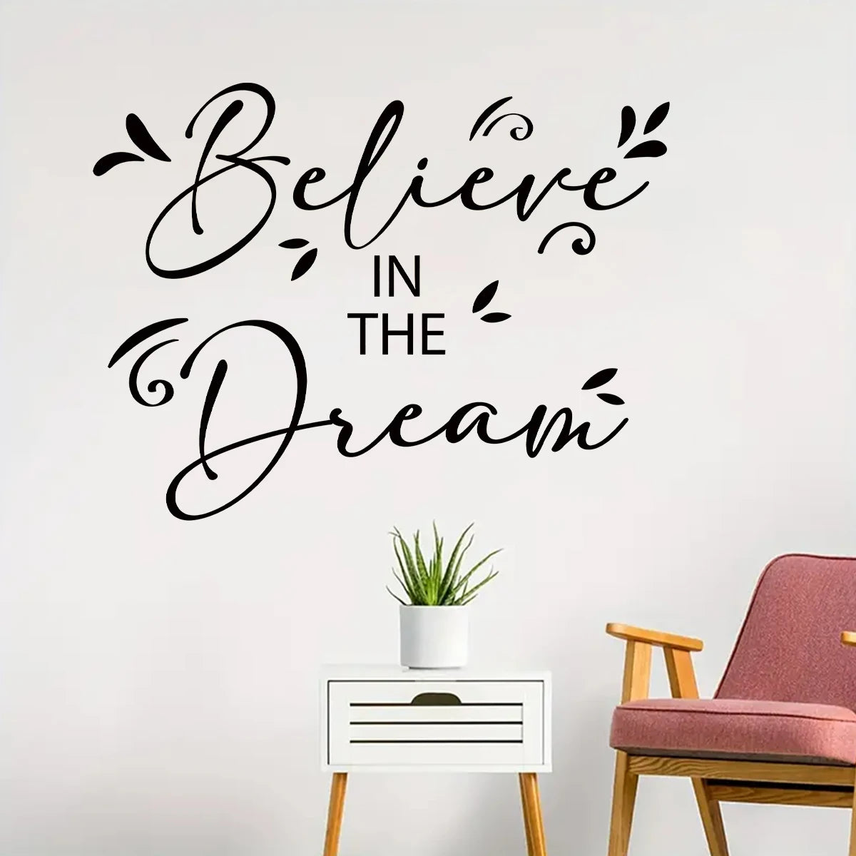 Believe Quotation Inspirational Quote Wall Sticker Removable Peel and Stick Wall Decal For Living Room Bedroom Creative DIY Home Art Decor