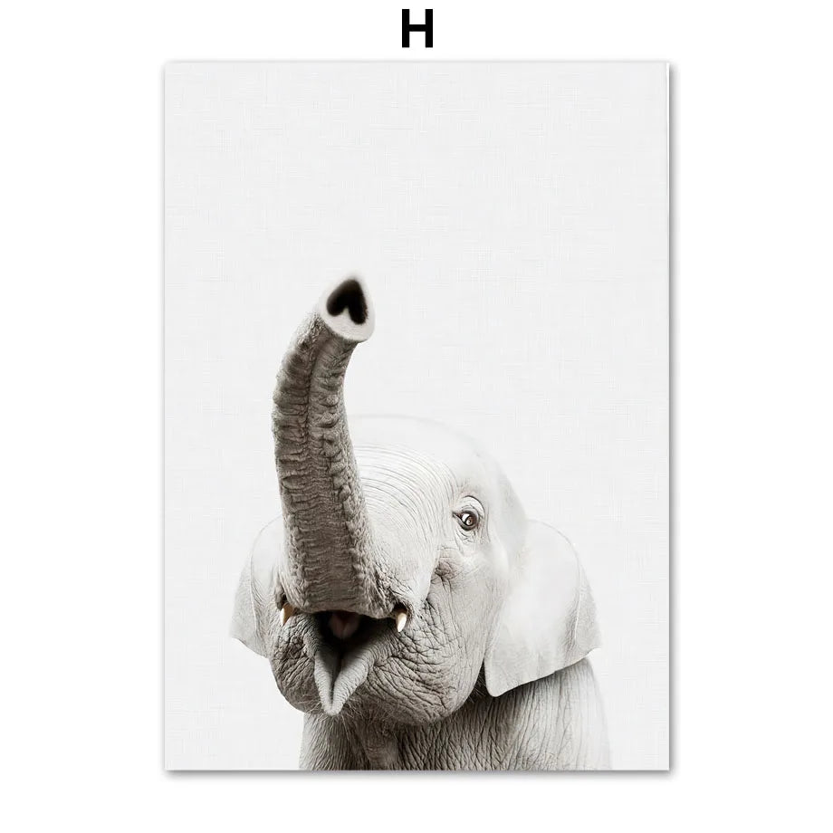 * Featured Sale * Baby Animals Nursery Posters Lion Tiger Leopard Elephant Fox Rabbit Wall Art Print Fine Art Canvas Prints Pictures For Kids Room