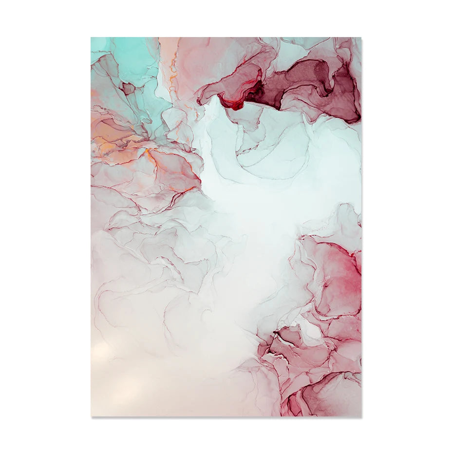 Abstract Minimalist Pink Ink Marble Print Wall Art Fine Art Canvas Prints Pictures For Living Room Bedroom Hotel Room Art Decor