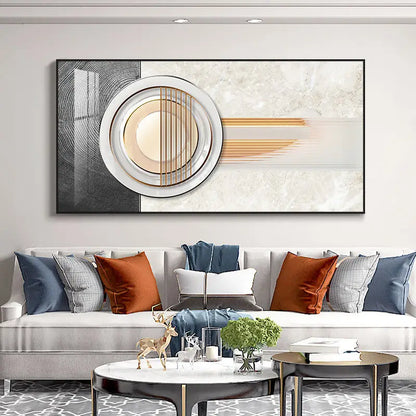 Modern Abstract Architectural Geometry Wall Art Fine Art Canvas Prints Sun Moon Pictures For Luxury Apartment Living Room Home Office Decor