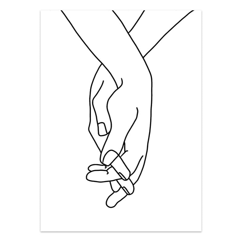 Modern Minimalist Black White Love Posters Wall Art Fine Art Canvas Prints Silhouette Figure Art Pictures For Living Room Bedroom Art Decor