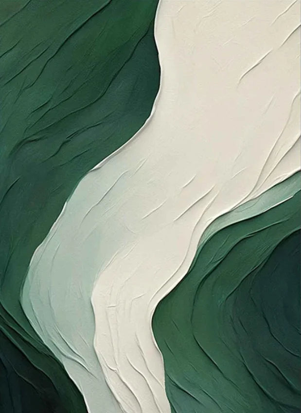 Large Format Abstract Wall Art Fine Art Canvas Prints Green Beige Golden Flowing Textural Design Pictures For Modern Apartment Living Room Foyer Art Decor