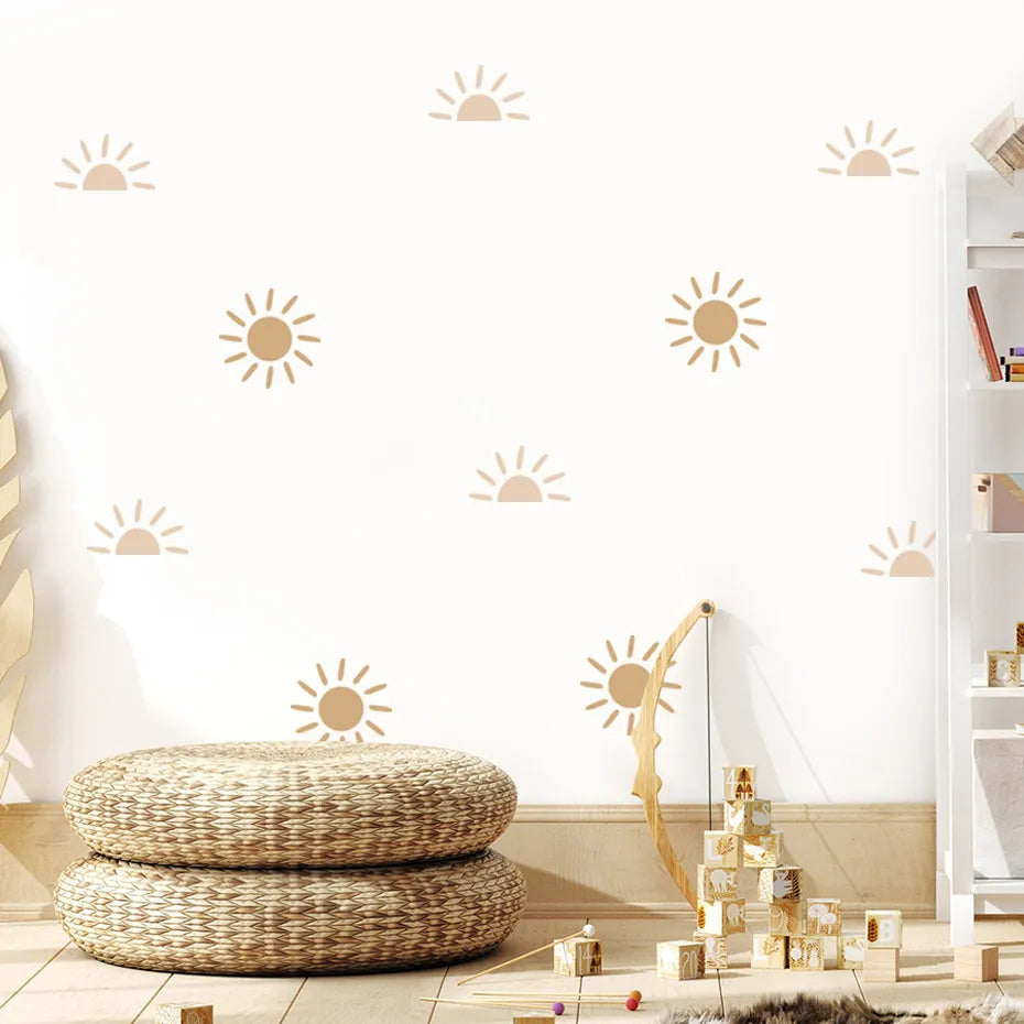 Sun Rising Cute Nordic Wall Decals For Children's Nursery Room Removable Peel & Stick Wall Stickers For Creative DIY Kid's Room Wall Decor