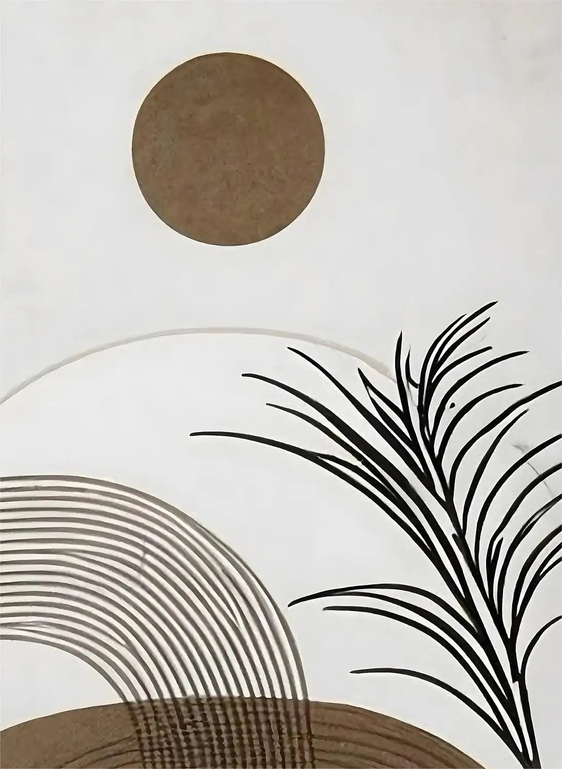 Oriental Zen Abstract Botanical Moon Sun Wall Art Fine Art Canvas Prints Picture for Living Room Dining Room Bedroom Art Decor