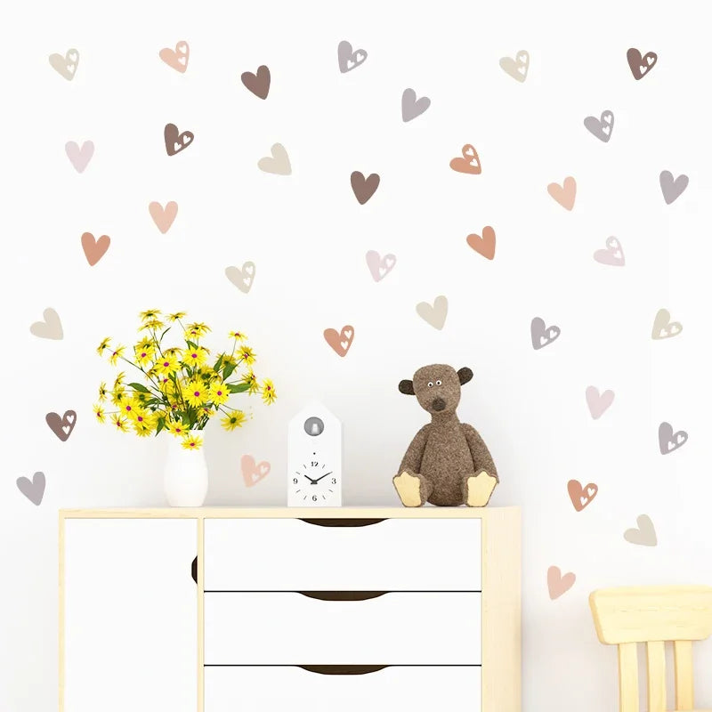 Cute Little Hearts Wall Stickers Removable PVC Vinyl Wall Decals For Living Room Bedroom Kid's Room Nursery Room Creative DIY Decor