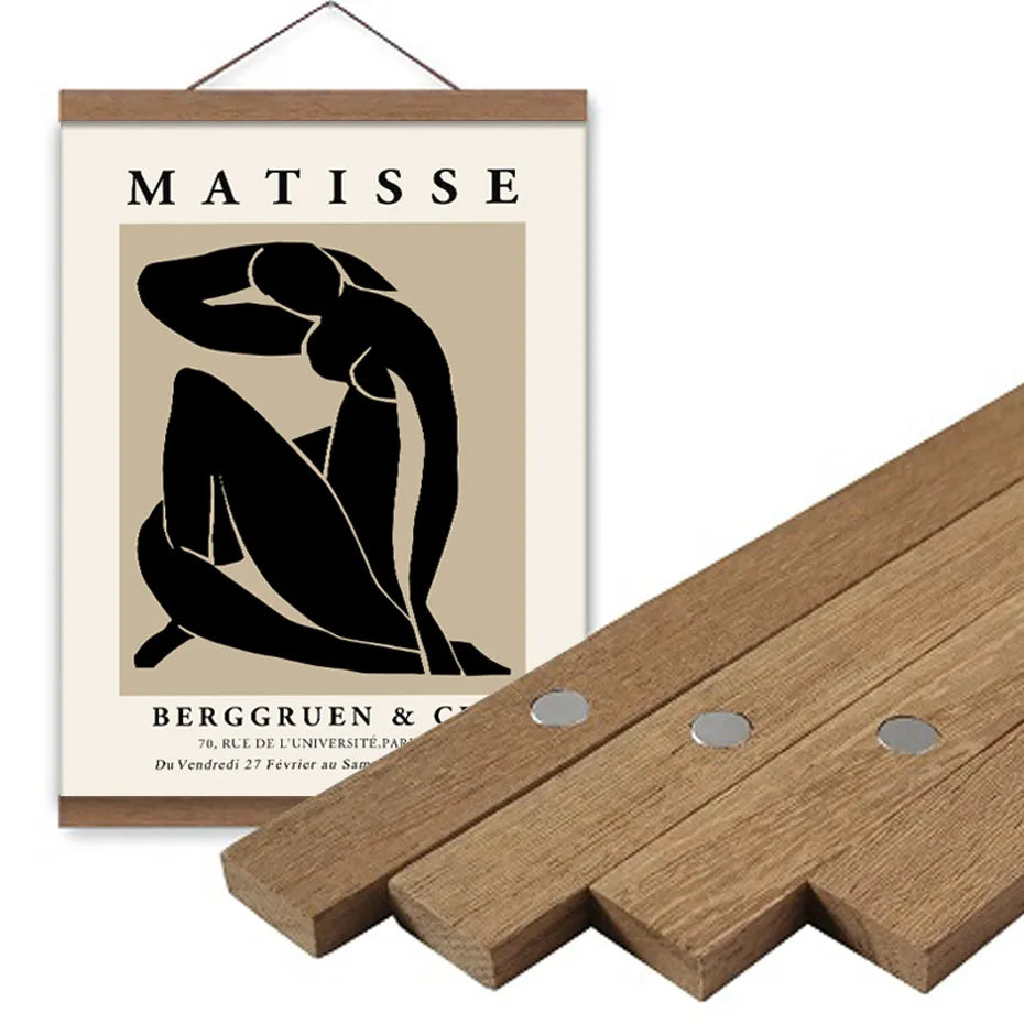 Modern Natural Wood Picture Frames Magnetically Clamps Canvas In Place Simple Canvas Scroll Hanging Frame For Canvas Print Wall Decor