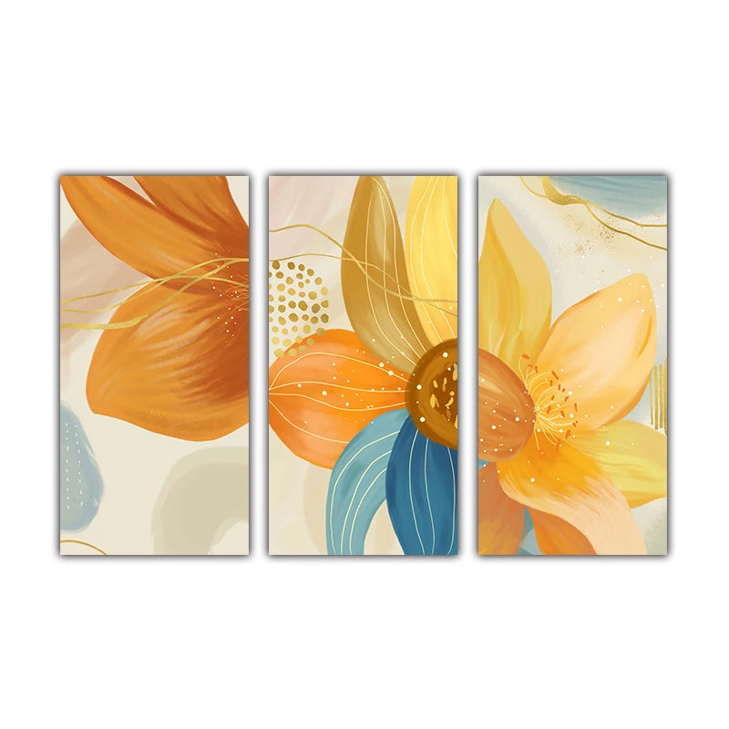 Big Floral Colorful Abstract Wall Art Fine Art Canvas Prints Orange Yellow Petal Flower Posters Pictures For Living Room Home Decor
