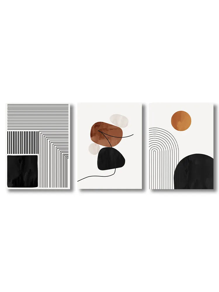 Set of 3Pcs Neutral Colors Minimalist Nordic Abstract Wall Art Fine Art Canvas Prints Pictures For Living Room Bedroom Art Decor