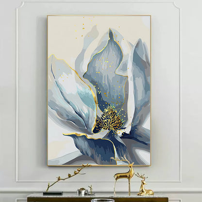 Big Blue Petal Floral Wall Art Fine Art Canvas Prints Modern Botanical Abstract Pictures For Living Room Bedroom Dining Room Art Decor