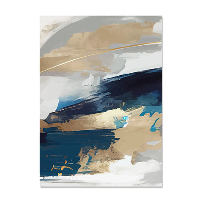 Seaside Serenity Abstract Coastal Canvas Print Wall Art In Calming Blue and Sandy Hues Pictures For Living Room Dining Room Art Decor