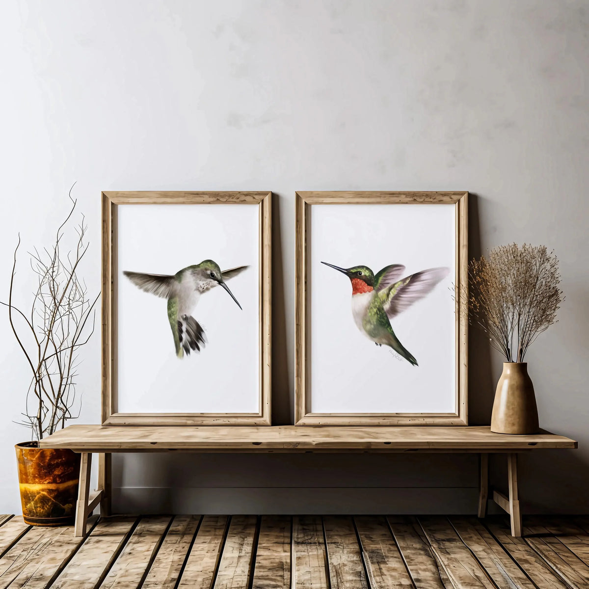 Set of 2Pcs Vintage Birds Wall Art Fine Art Canvas Prints Neutral Tones Retro Illustrations of Birds Artworks For Farmhouse Kitchen Living Room Simple Bedroom Home Decor 