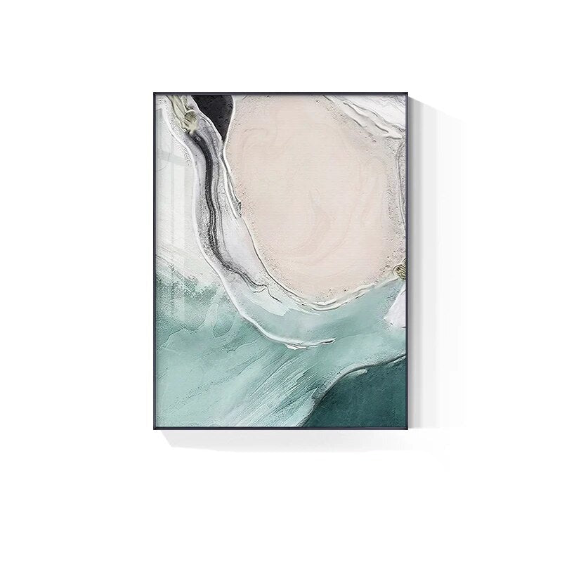 Nordic Abstract Blue Jade Beach Ocean Wall Art Fine Art Canvas Prints Modern Pictures For Living Room Bedroom Hotel Room Decor