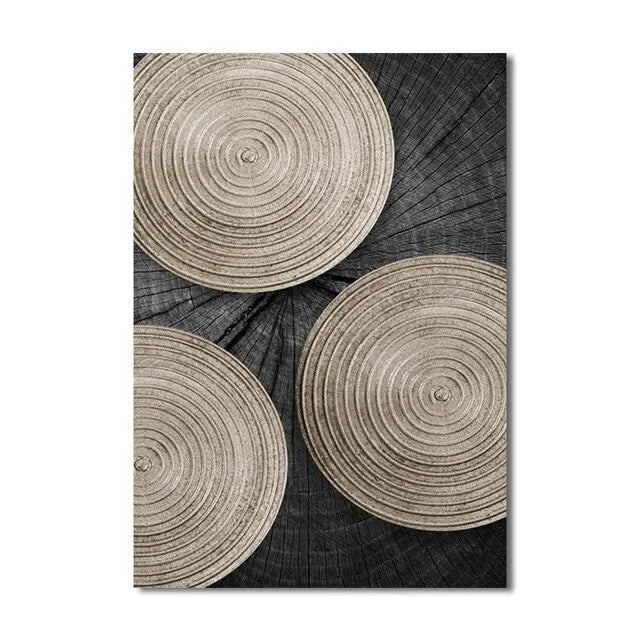 Golden Black Wood Tree Rings Wall Art Fine Art Canvas Prints Modern Abstract Pictures For Urban Loft Luxury Living Room Decor