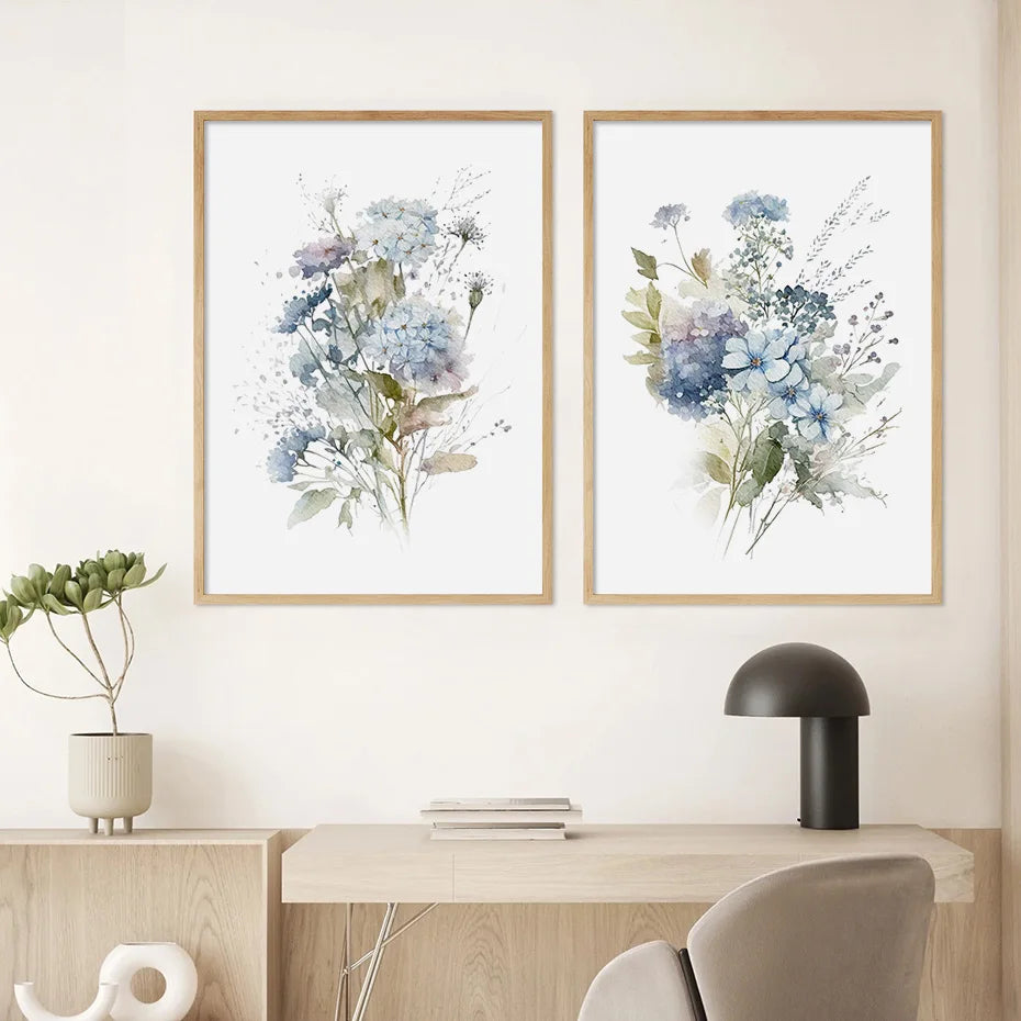 Minimalist Wild Meadow Flowers Watercolor Wall Art Fine Art Canvas Prints Botanical Posters Pictures For Living Room Home Decor