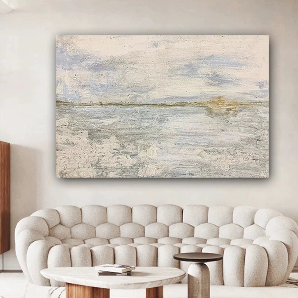 Contemporary Beige Grey Abstract Wall Art Fine Art Canvas Print Picture For Modern Apartment Living Room Dining Room Bedroom Art Decor