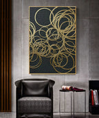 Abstract Geometric Formations Black Golden Wall Art Fine Art Canvas Prints Modern Aesthetics Art Pictures For Living Room Home Office Decor