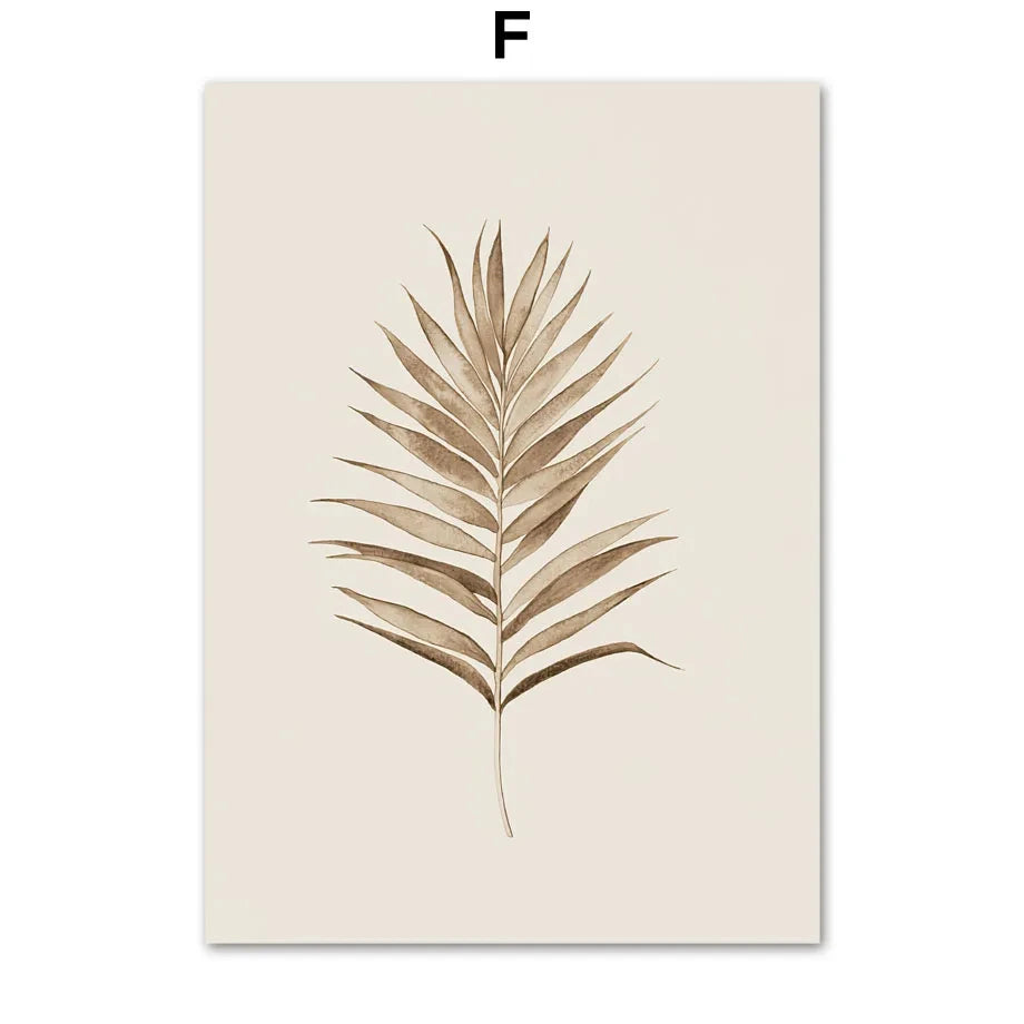 Monstera Fern Leaf Botany Specimen Wall Art Fine Art Canvas Prints Neutral Color Minimalist Pictures For Living Room Dining Room Bedroom Art Decor