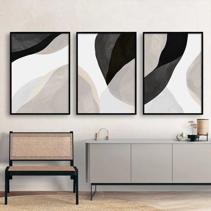 Black White Grey Minimalist Abstract Wall Art Fine Art Canvas Prints Neutral Colors Pictures For Living Room Bedroom Home Office Decor