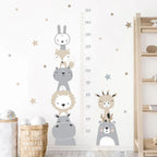 Cute Woodland Animals Height Measurement Wall Sticker For Nursery Room Removable Peel & Stick PVC Wall Decal For Creative Kid's Room Decor