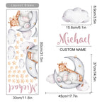Personalized Baby's Name Wall Sticker For Nursery Room Cute Elephant Giraffe Moon & Stars Removable PVC Wall Decal For Kid's Room Wall Decor 