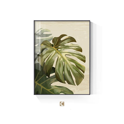 Modern Botanical Green Leaves Monstera Wall Art Fine Art Canvas Print Pictures For Living Room Dining Room Home Office Art For Modern Living 2025