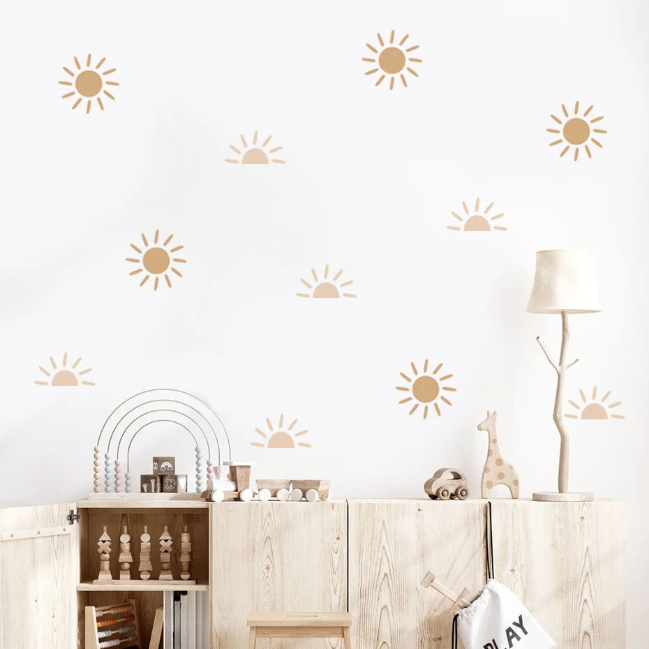 Sun Rising Cute Nordic Wall Decals For Children's Nursery Room Removable Peel & Stick Wall Stickers For Creative DIY Kid's Room Wall Decor