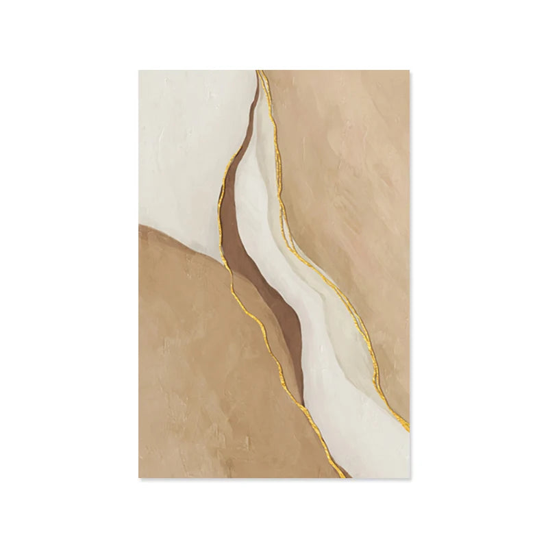 Modern Geomorphic Abstract Wall Art Fine Art Gray Beige Brown Canvas Prints Pictures For Living Room Contemporary Home Interior Decor