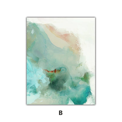 Abstract Teal Emerald Aquamarine Liquid Marble Print Wall Art Fine Art Canvas Prints Nordic Pictures For Modern Apartment Living Room Decor