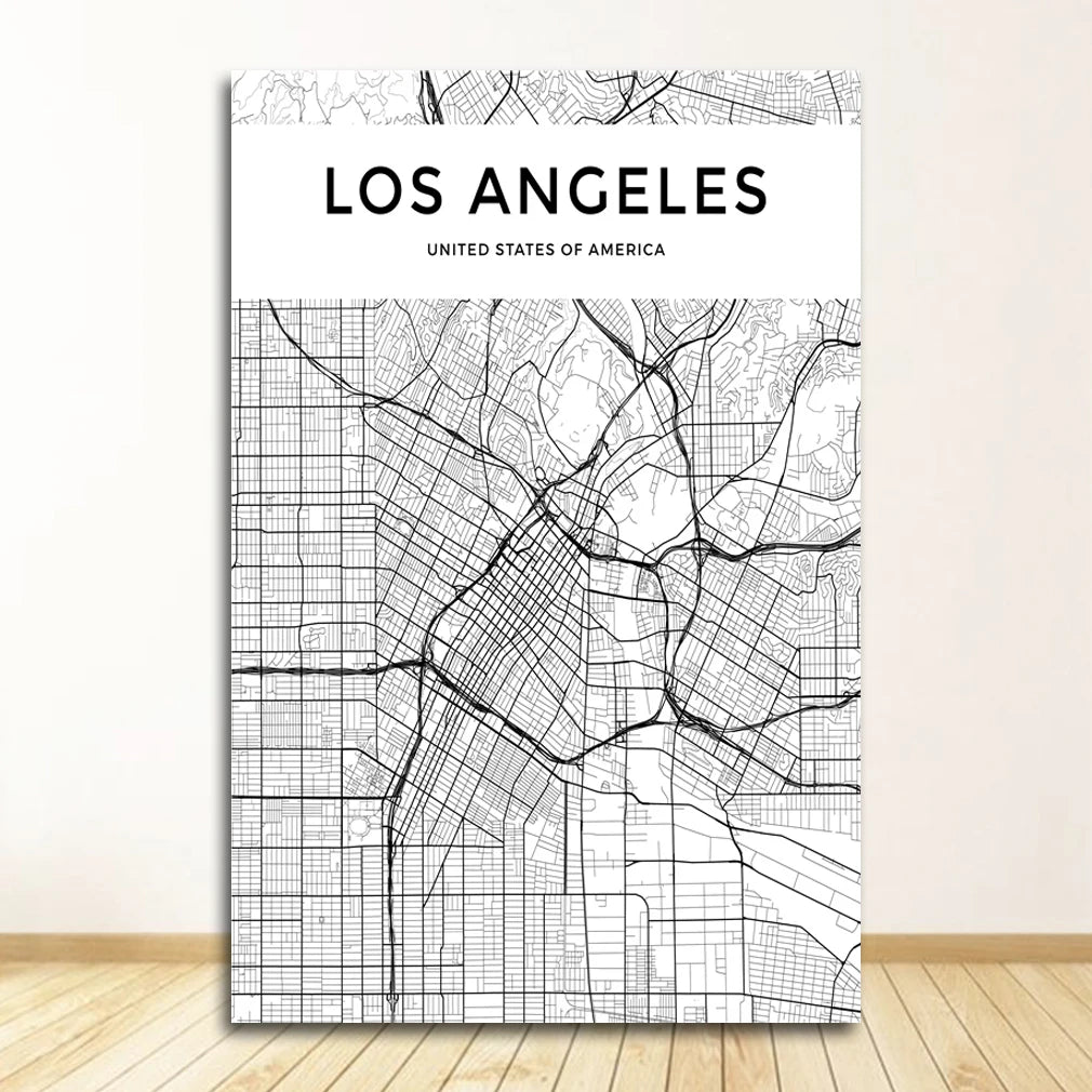 London Paris New York Amsterdam City Map Wall Art Fine Art Canvas Prints Black White Posters Pictures For Living Room Home Office Decor