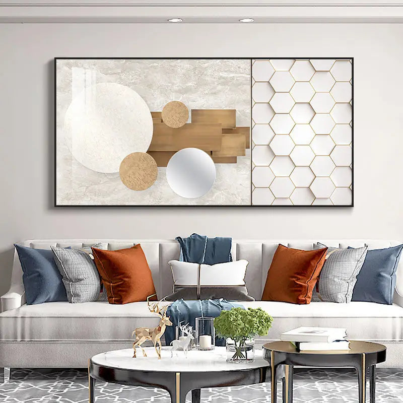 Modern Abstract Architectural Geometry Wall Art Fine Art Canvas Prints Sun Moon Pictures For Luxury Apartment Living Room Home Office Decor