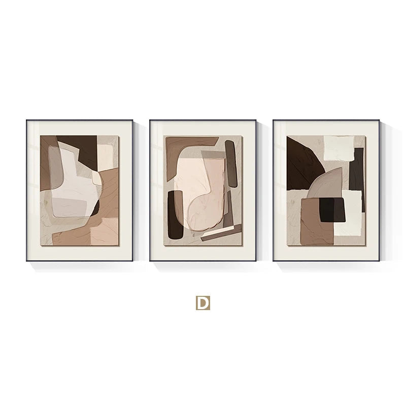 Modern Abstract Beige Geometric Color Block Wall Art Fine Art Canvas Prints Pictures For Contemporary Apartment Living Room Dining Room Bedroom Art Decor