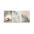 * Featured Sale * Set of 3Pcs White Waves Tranquil Beach Tropical Palm Leaves Wall Art Fine Art Canvas Prints Pictures Of Calm For Living Room
