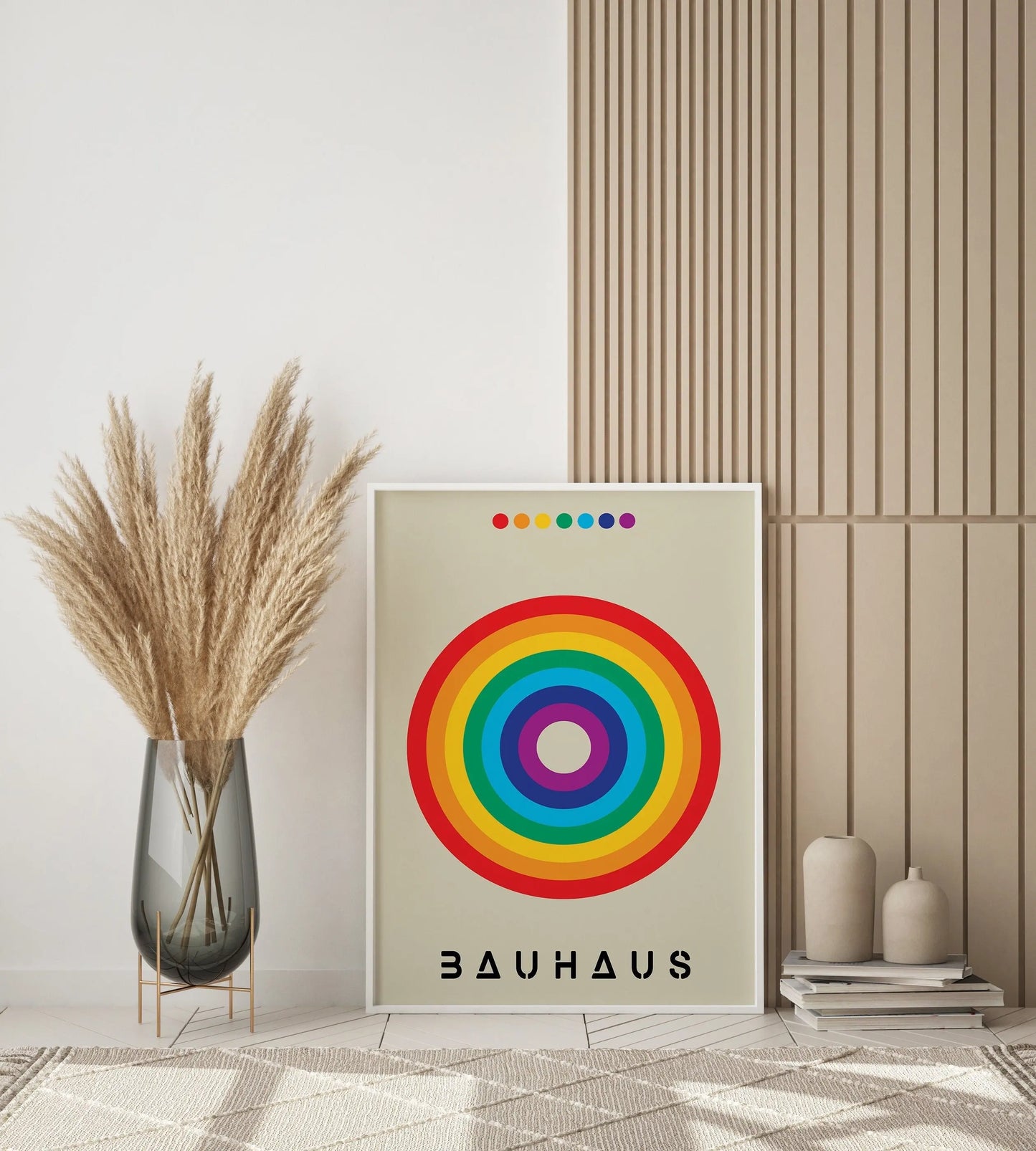 Colorful Vintage Retro Geometric Abstract Bauhaus Expo Art Gallery Poster Wall Art Fine Art Canvas Prints Pictures For Living Room Home Office Decor