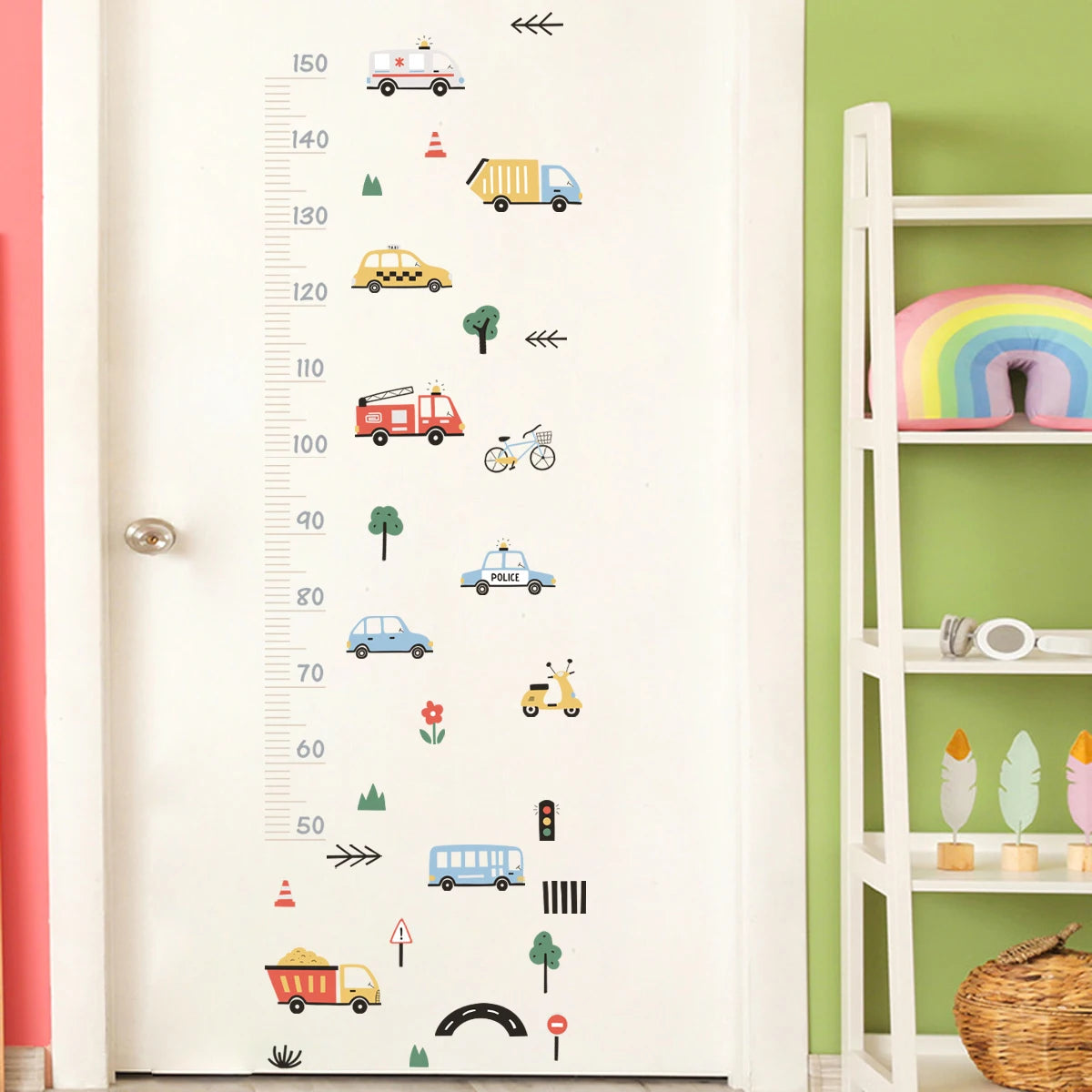 Cute Cartoon Trucks Buses & Cars Wall Stickers For Boy's Room Removable Peel & Stick PVC Wall Decals For Creative DIY Nursery Home Decor