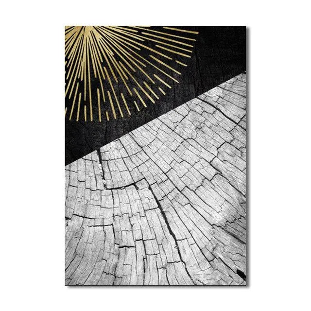 Golden Black Wood Tree Rings Wall Art Fine Art Canvas Prints Modern Abstract Pictures For Urban Loft Luxury Living Room Decor