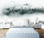 Misty Forest Landscape Wall Mural Big Format Printed Nordic Wallcovering Wallpaper For Modern Living Room Creative Home Office Wall Decoration