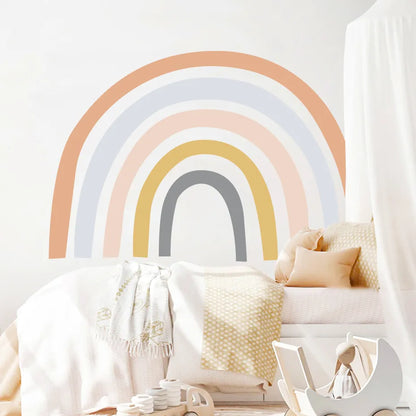 Big Colorful Rainbow Wall Decal For Kid's Room Removable Peel & Stick PVC Decal Mural For Children's Nursery Wall Creative DIY Home Decor