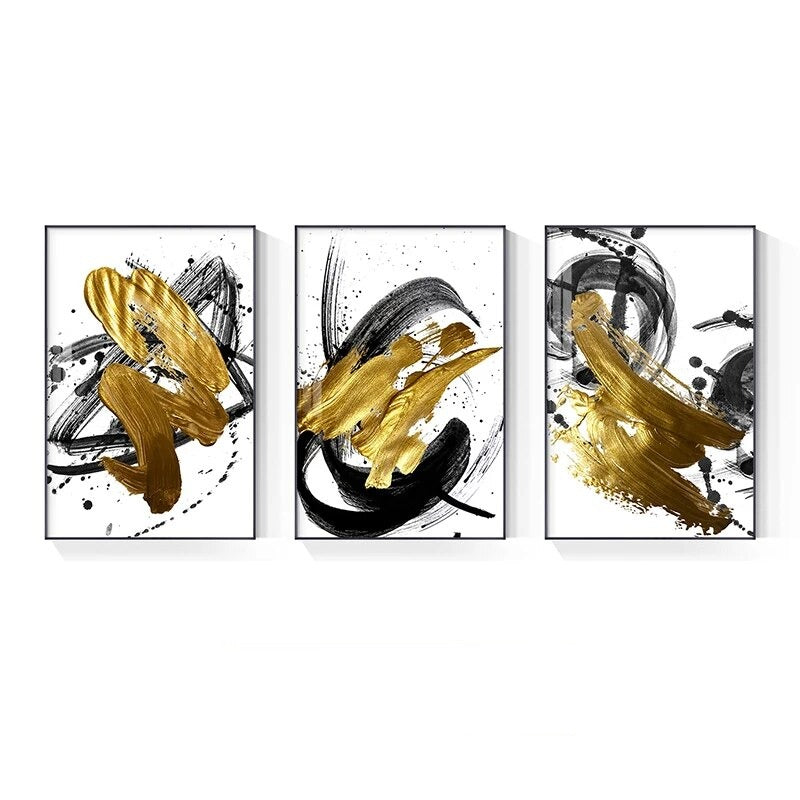 luxury Golden Black Canvas Painting Abstract Painting Nordic Home Decor Wall Art Poster Print Picture Living Room Bedroom Decor
