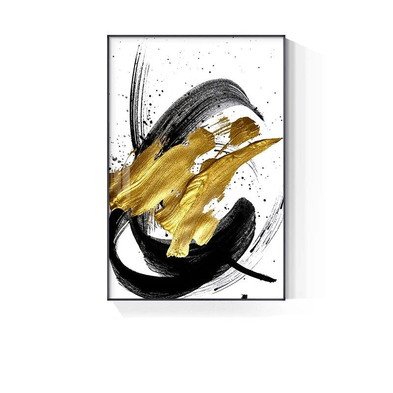 luxury Golden Black Canvas Painting Abstract Painting Nordic Home Decor Wall Art Poster Print Picture Living Room Bedroom Decor