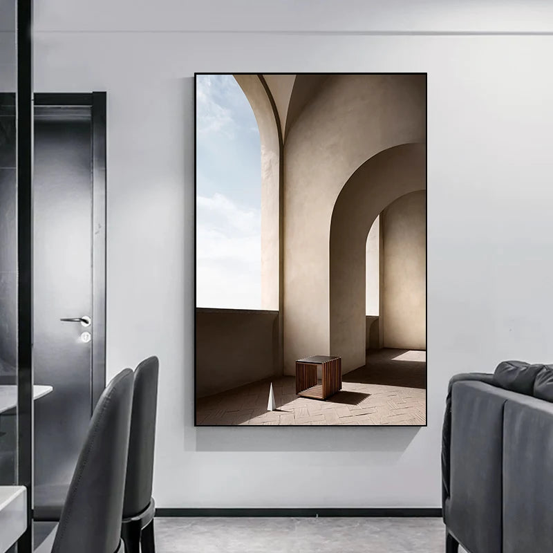 Abstract Architectural Abyss Black And White Wall Art Fine Art Canvas Prints Modern Pictures For Living Room Office Contemporary Home Decor