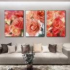 Pink Red Roses Floral Wall Art Fine Art Canvas Prints Modern Botanical Posters Pictures For Living Room, Bedroom Art Decor