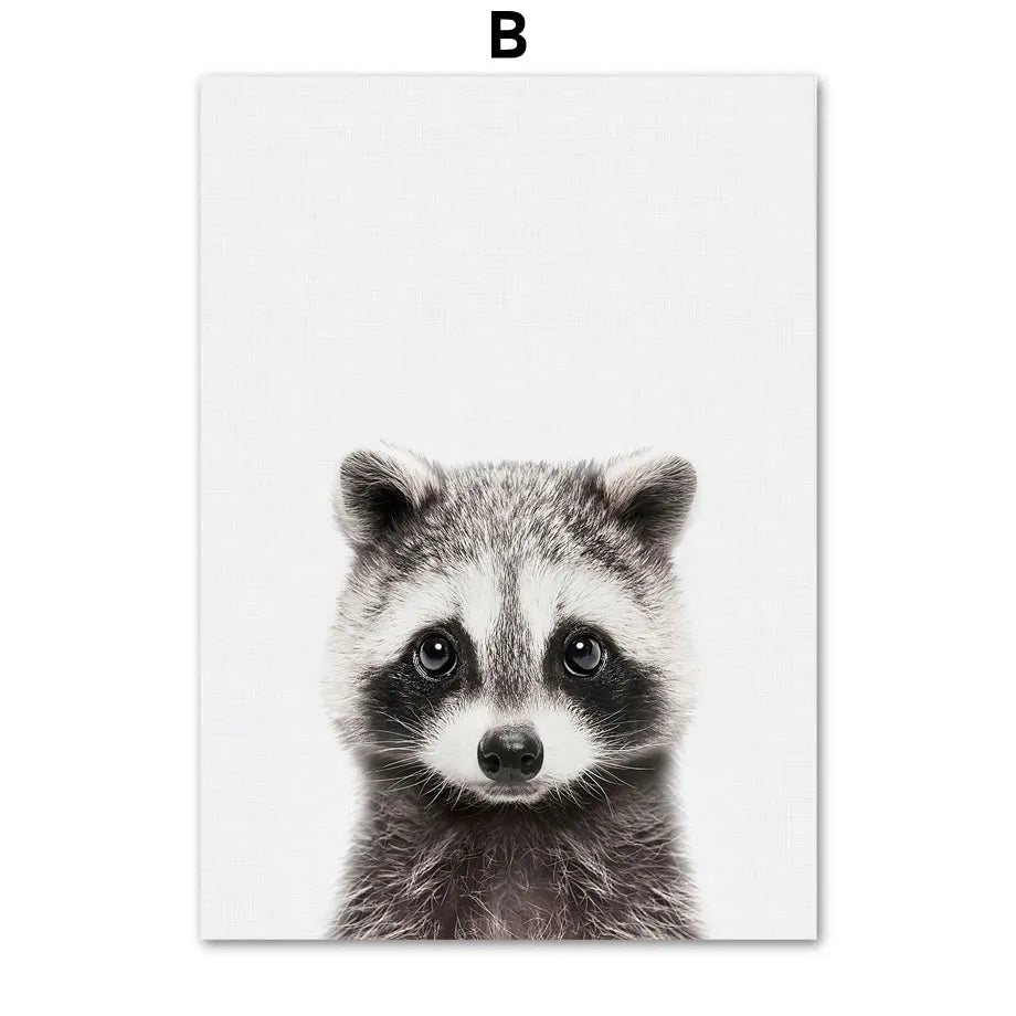 * Featured Sale * Baby Animals Nursery Posters Lion Tiger Leopard Elephant Fox Rabbit Wall Art Print Fine Art Canvas Prints Pictures For Kids Room