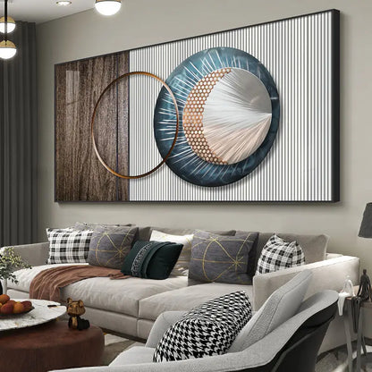 Modern Abstract Architectural Geometry Wall Art Fine Art Canvas Prints Sun Moon Pictures For Luxury Apartment Living Room Home Office Decor