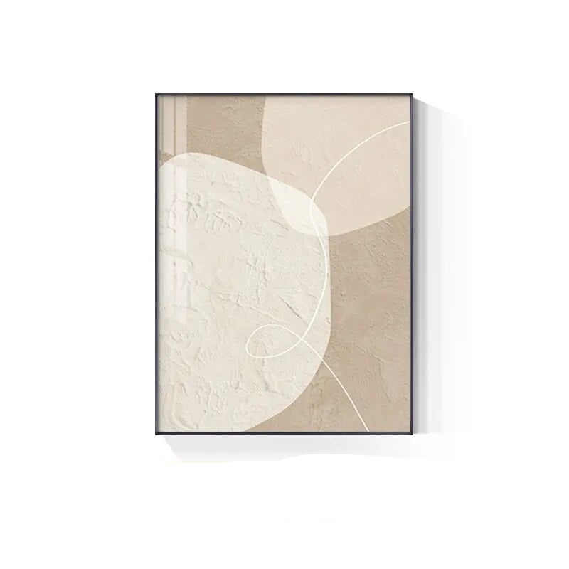 Neutral Colors Line & Curve Wall Art Fine Art Canvas Prints Modern Abstract Pictures For Minimalist Living Room Contemporary Interiors