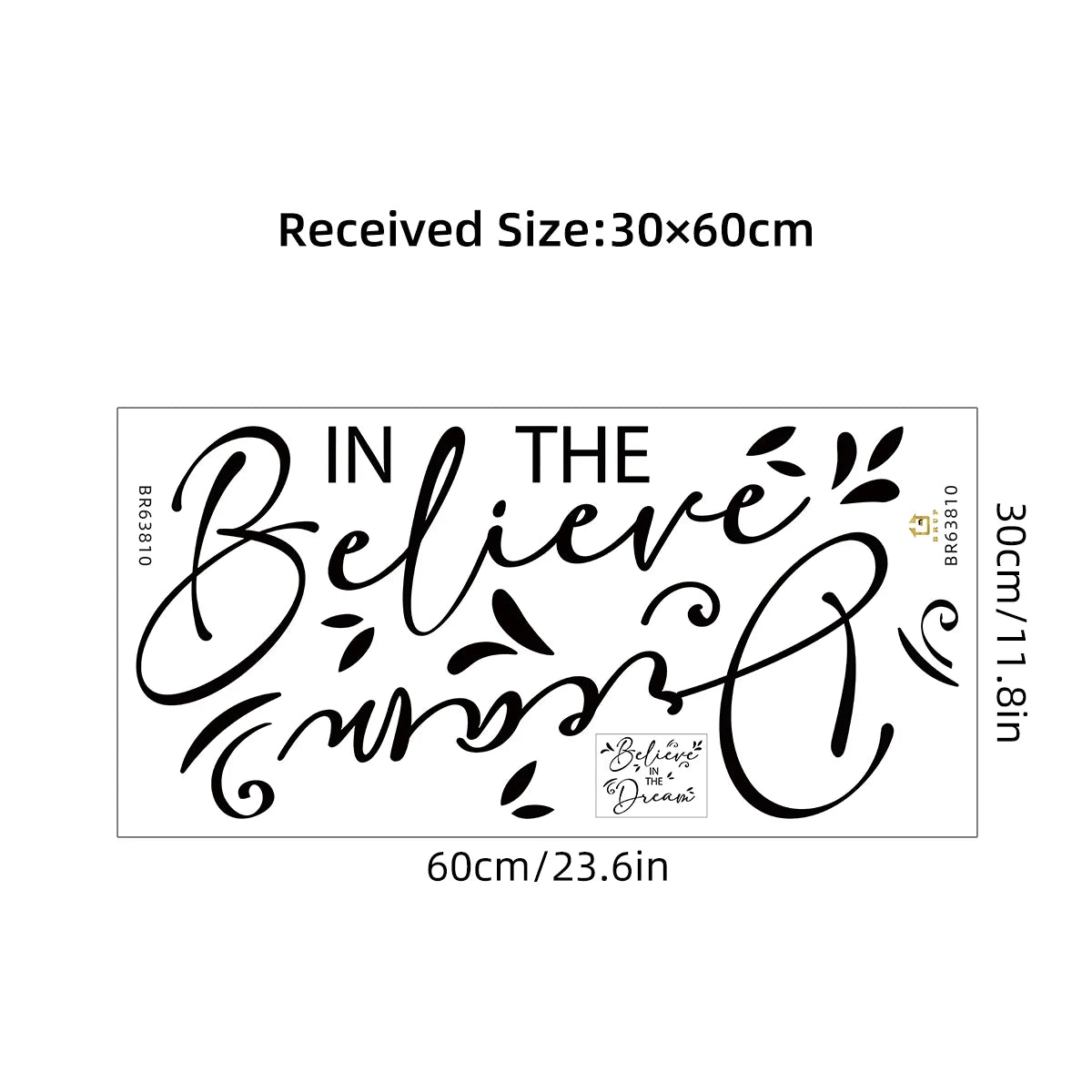 Believe Quotation Inspirational Quote Wall Sticker Removable Peel and Stick Wall Decal For Living Room Bedroom Creative DIY Home Art Decor