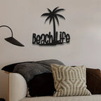 Beach Life Coconut Tree Metal Wall Art 3d Decoration For Living Room Bedroom Home Office Wall Decoration