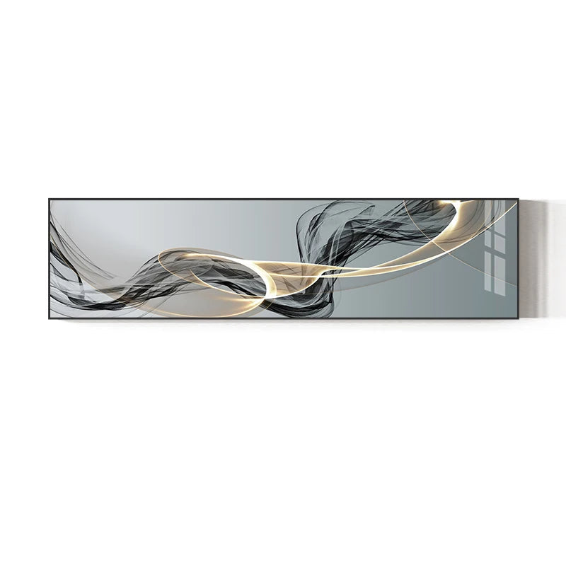 Abstract Flux Modern Industrial Wall Art Fine Art Canvas Print Black Yellow Wide Format Picture For Loft Living Room Home Office Interior Wall Art Decor