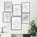 Horsforth. Toronto. Rochdale. Halifax. Oxford. New Delhi. Munich. Barcelona. Salisbury. Sunderland. Cities Travel Map Poster